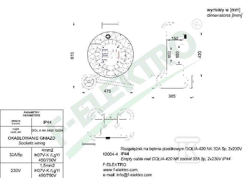 Rozgałęźnik bębnowy, GOLIA-420 NK 16A - 12004-1